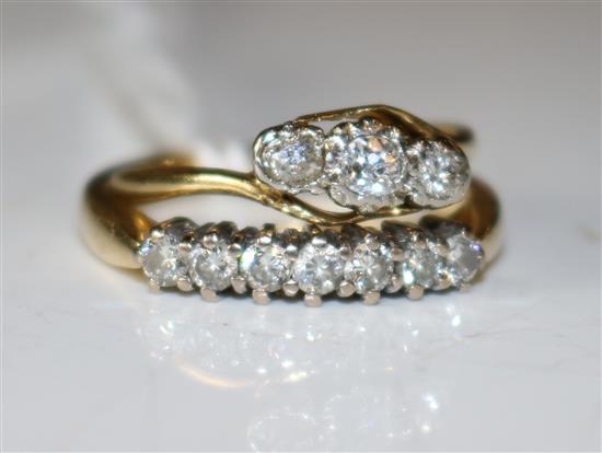 6 stone diamond ring and diamond crossover ring